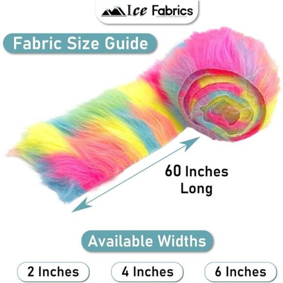 Craft Faux Fur Fabric Pre Cut Rolls - 2"x60" Fur Ribbon Faux Mohair Fabric Fur - Picture 5 of 7